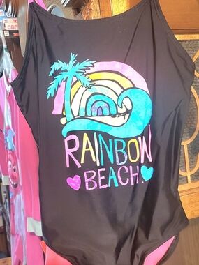 Girls OP Pink and Black Swimwear Size:7-8